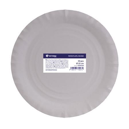 Papierový tanier, okrúhly, priemer: 25 cm, VICTORIA FACILITY 2