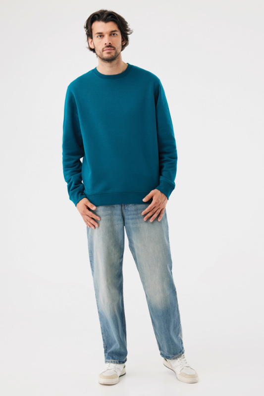 IQONIQ Toria Unisex mikina s okrúhl. výstrihom z rec. bavlny dark teal L 10