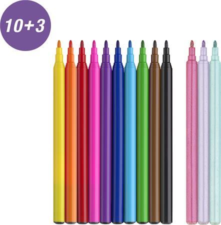 Fixky, sada, FABER-CASTELL "Jednorožec" 10 rôznych farieb + 3 trblietavé 3