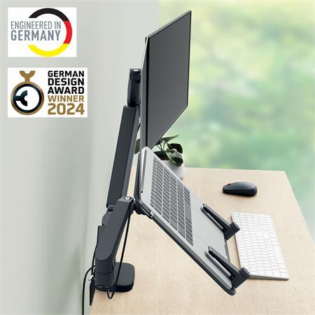 Dvojité priestorovo úsporné rameno na monitor a notebook, LEITZ "Ergo Dual", tmavosivá 2