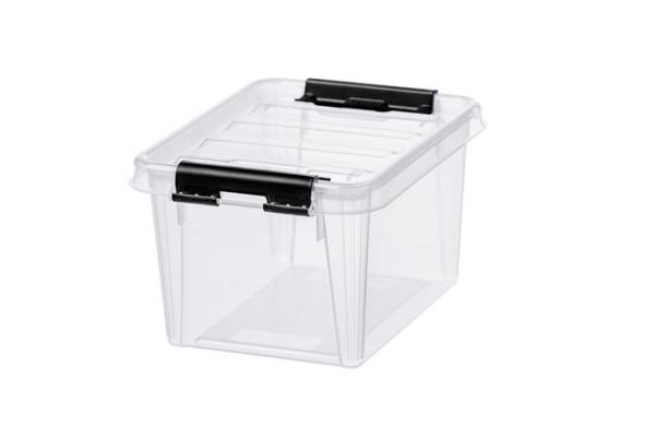 Úložný box, plastový, 1,5 l, čierne úchytky, SMARTSTORE "Classic 1,5", priehľadný 1