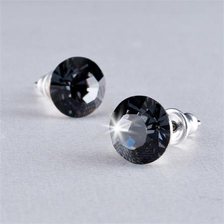 ART CRYSTELLA Náušnice, "MADE WITH SWAROVSKI ELEMENTS",  black diamond, 8 mm