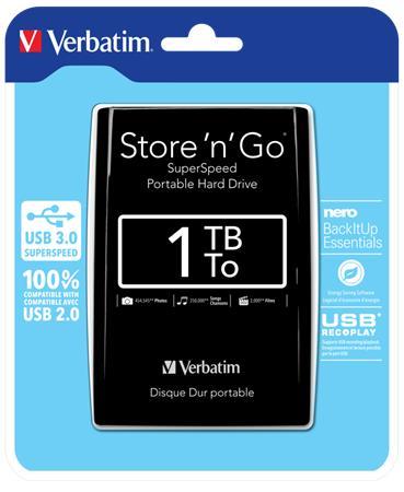 2,5" HDD (pevný disk), 1TB, USB 3.0, VERBATIM, čierny 1