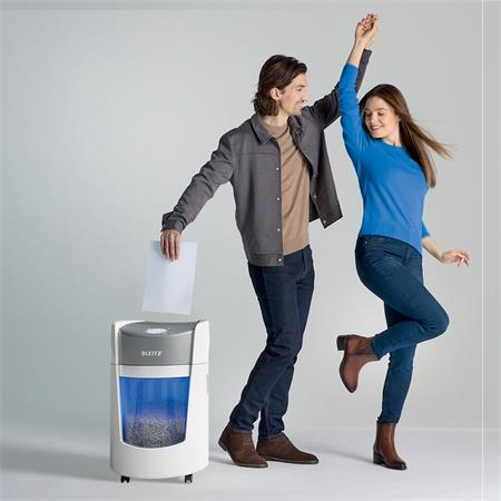 Skartovací stroj, mikrokonfety, 8 listov, LEITZ "IQ OptiMax Small Office 350 P5" 8