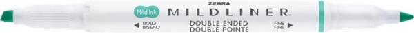 Zvýrazňovač, 1,0/3,5 mm, obojstranný, ZEBRA "Mildliner Fluorescent", tyrkysová 2