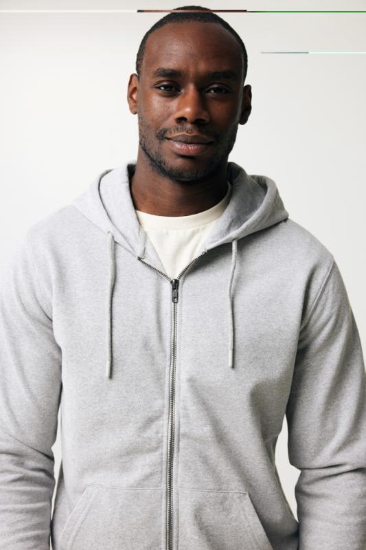 Mikina na zips s kapucňou IQONIQ Abisko z recykl. bavlny heather grey XXL 16