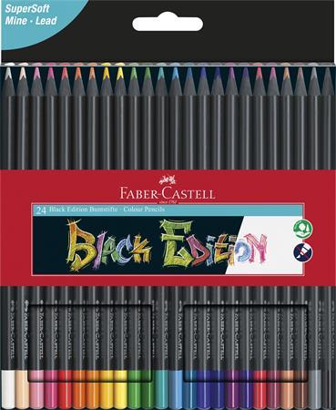 Farebné ceruzky, sada, trojhranné, FABER-CASTELL "Black Edition", 24 rôznych farieb
