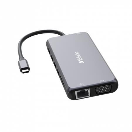 USB HUB, USB-C PD/2xHDMI/VGA/LAN/3xUSB/USB-C/2xUSB 2.0/SD/mSD/3,5jack VERBATIM 3