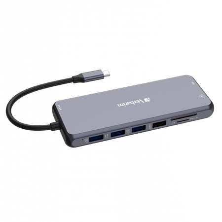 USB HUB, USB-C PD/2xHDMI/VGA/LAN/3xUSB/USB-C/2xUSB 2.0/SD/mSD/3,5jack VERBATIM 2