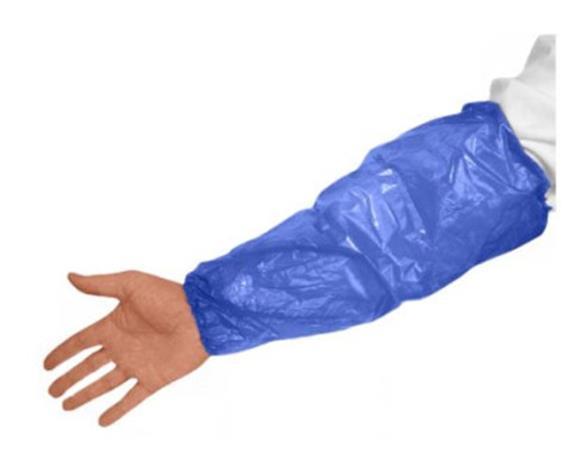 . Ochranný návlek predlaktia, fóliový, jednorazový, 40 cm, 100 ks, modrá