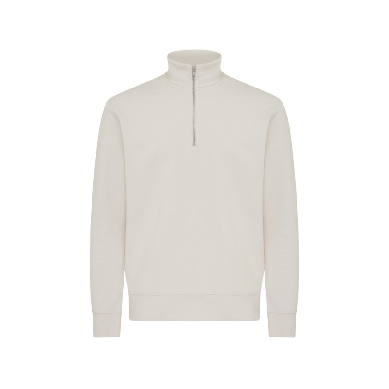 IQONIQ Elgon sveter s krátkym zipsom z recyklovanej bavlny ivory white XXXL
