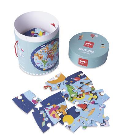 Puzzle, okrúhle, 48 ks, APLI Kids "Circular Puzzle", mapa sveta 3