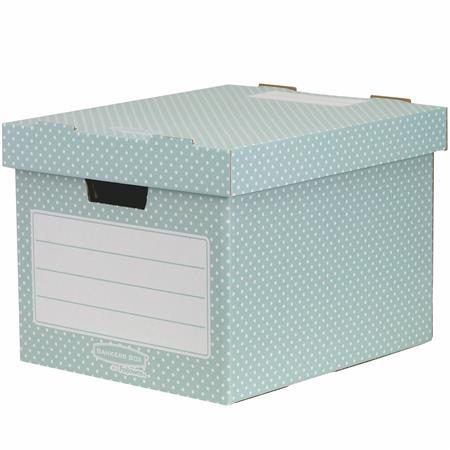 Úložný box, kartónový, 33,3x28,5x39 cm FELLOWES, "Style", zelená-biela 1