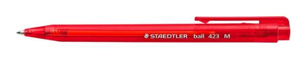 Guľôčkové pero, 0,5 mm, stláčací mechanizmus, STAEDTLER "Ball 423 M", červené 1