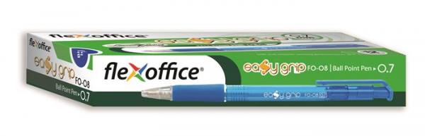 Guľôčkové pero, 0,4 mm, stláčací mechanizmus, FLEXOFFICE "EasyGrip", čierne 2
