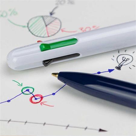 Guľôčkové pero, 0,5 mm, stláčací mechanimus, 4-farebné, SCHNEIDER "Take 4", biela 6
