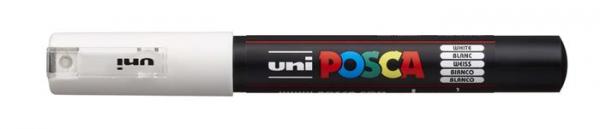 Dekoračný popisovač, 0,7-1,0 mm, UNI "Posca PC-1M", biela 1