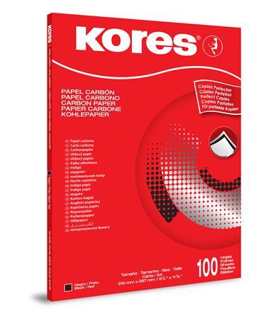 Uhľový papier, A4, strojový, KORES, 100 listov, čierna 1