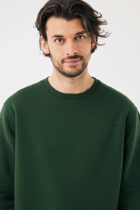 IQONIQ Toria Unisex mikina s okrúhl. výstrihom z rec. bavlny forest green M 8