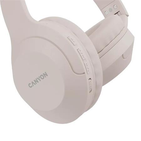 Náhlavné slúchadlá, s mikrofónom, bezdrôtové, BT, CANYON "BTHS-3", béžová 2