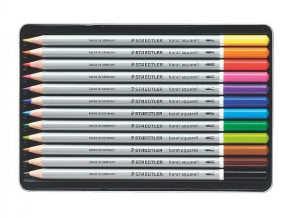 Akvarelové ceruzky, plechová krabička, STAEDTLER "Karat", 12 rôznych farieb 3