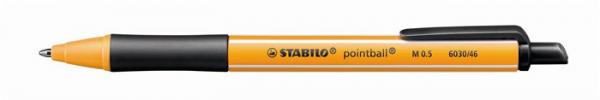 Guľôčkové pero, 0,5 mm, stláčací mechanizmus, STABILO "Pointball", čierne 1