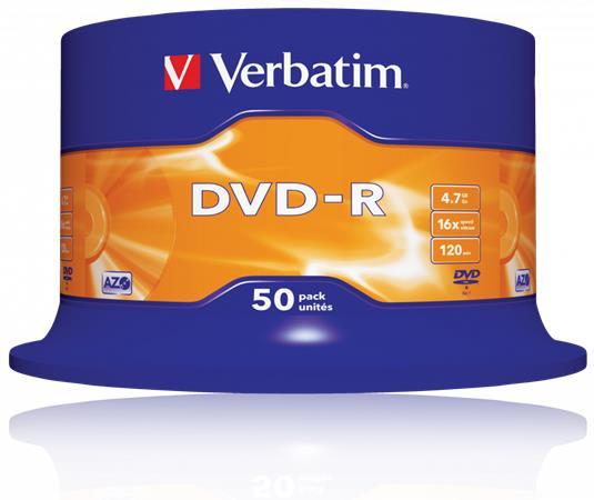 DVD-R disk, AZO, 4,7GB, 16x, 50 ks, cake box, VERBATIM 2
