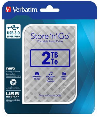 2,5" HDD (pevný disk), 2TB, USB 3.0, VERBATIM "Store n Go", strieborná 1