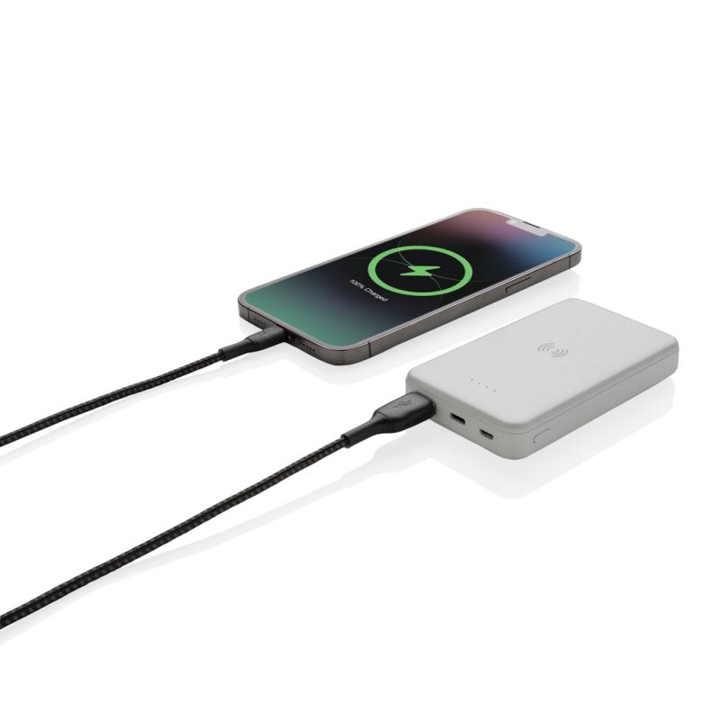 Bezdrôtová powerbanka 5000 mAh 5W z RCS recykl. plastu biela 2