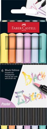Fixky štetcové, FABER-CASTELL "Black Edition", 6 rôznych pastelových farieb 1