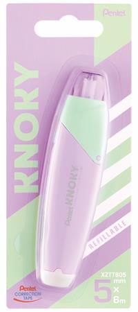 Korekčný roller, 5 mm x 6 m, naplniteľný, PENTEL "Knoky", svetlozelený-fialový 2