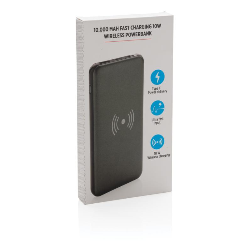 PD rýchlo nabíjacia bezdrôtová powerbanka 10 000 mAh 10 W sivá 13