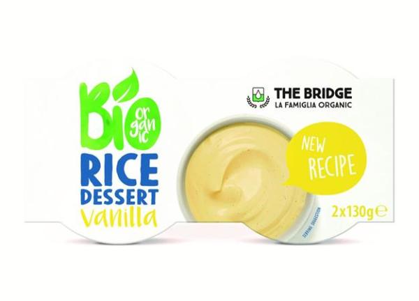 Rastlinný dezert, bio, 2x130 g, THE BRIDGE, ryžový, vanilková príchuť 1