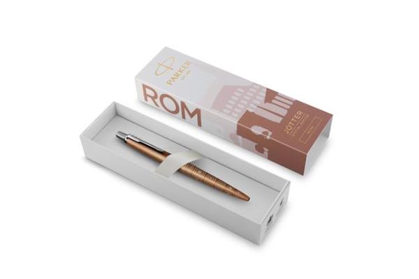 Guľôčkové pero, 0,7 mm, strieborný klip, vzorované telo, PARKER, "Royal Jotter Róma", modr 4
