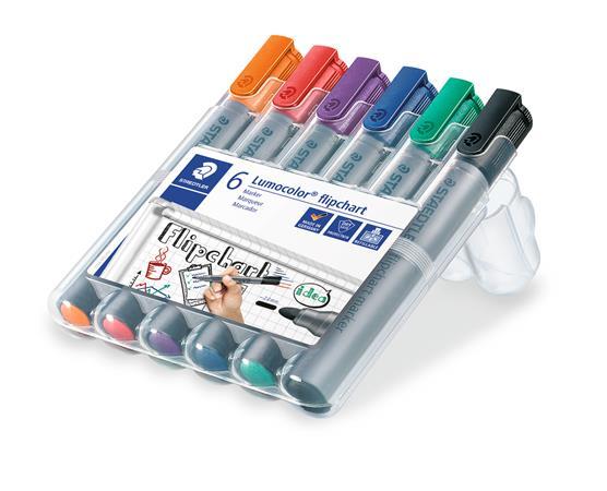 Popisovač na flipchartové tabule, 2 mm, kužeľový hrot, STAEDTLER "Lumocolor 356", 6 rôznyc 2
