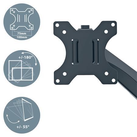 Dvojité priestorovo úsporné rameno na monitor a notebook, LEITZ "Ergo Dual", tmavosivá 6