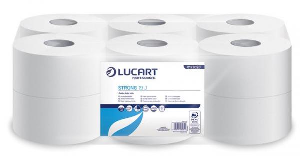 Toaletný papier, 2-vrstvový, 130 m, priemer: 19 cm, LUCART "Strong", optimum biely 1