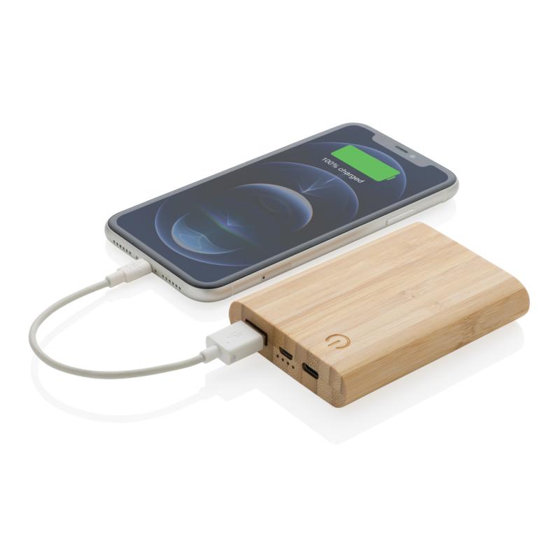 Powerbanka 5 000 mAh z bambusu hnedá 2