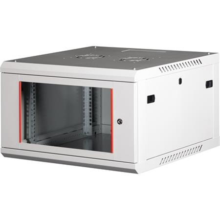 Rack skriňa, nástenná, 19", 6U, v demonte, LANDE "PROlineB", sivá 1