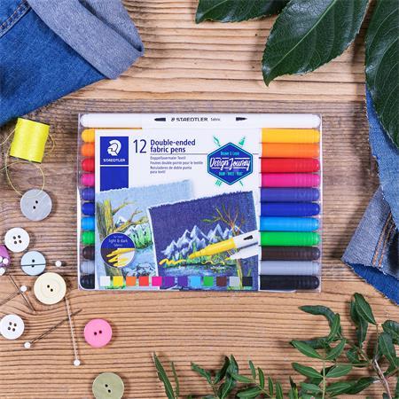 Popisovač na textil, obojstranný, STAEDTLER "Design Journey", 12 rôznych farieb 2