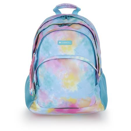 Školská taška, so zipsom, GABOL "Mystic", svetlomodrá, batikovaný efekt