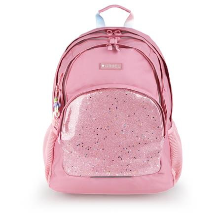 Školská taška, so zipsom, GABOL "Glam", ružová, trblietavá