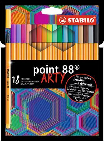 Liner, sada, 0,4 mm, STABILO "Point 88 ARTY", 18 rôznych farieb 1