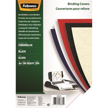 FELLOWES Obal ku špirálovej väzbe "Chromo" čierny, lesklý, A4/250g