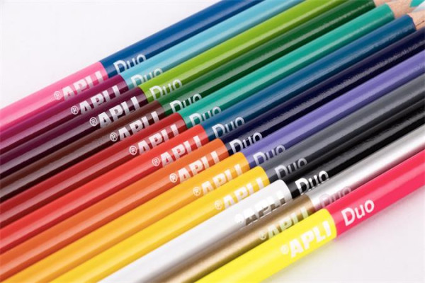 Sada farebných ceruziek, obojstranných, trojhranných, APLI "Duo", 24 rôznych farieb 3