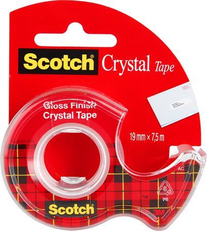 Lepiaca páska, s dispenzorom, 19 mm x 7,5 m, 3M SCOTCH "Crystal" 1