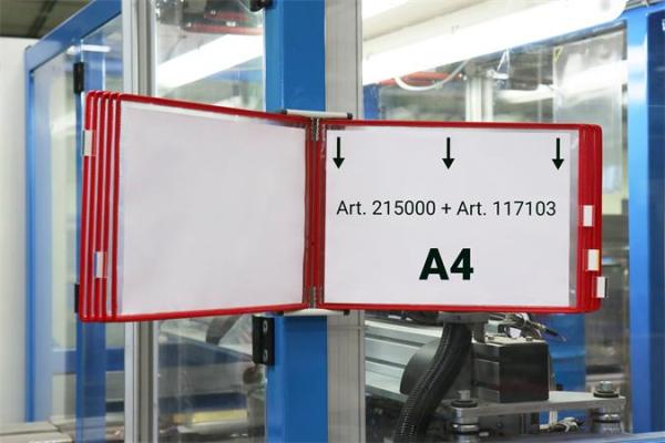 Prezentačná tabuľa A4, ležatá, zvrchu otvorená, DJOIS, červená 2