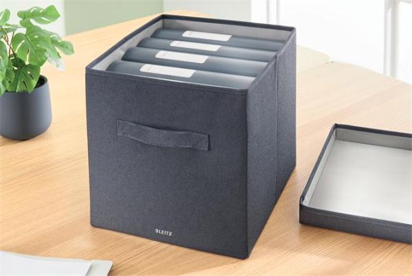 Úložný box, textilný, rozmer L, LEITZ "Fabric", zamatová sivá 2