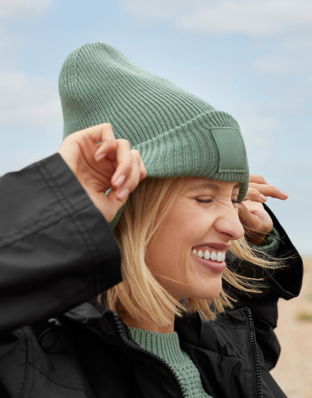 Deep Cuffed Tonal Patch Beanie 1