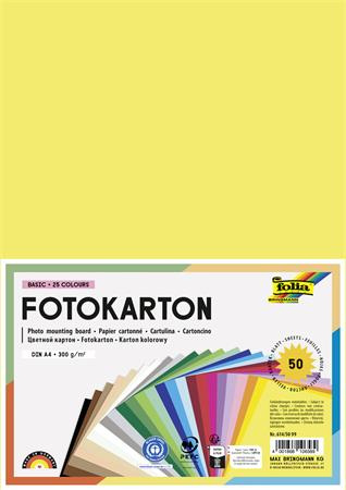 Dekoračný kartón, 2 stranný, A4, 300 g, 25x2 listov, FOLIA, rôzne farby 1